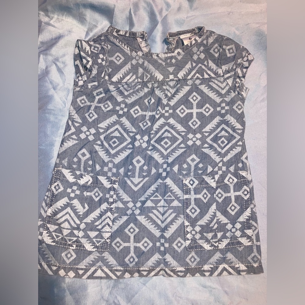 Aztec pattern denim dress